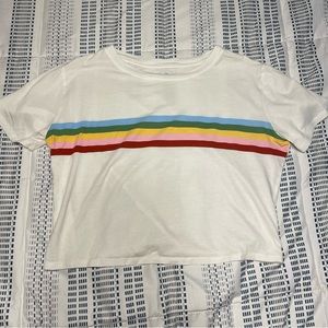 So cropped Tee with Rainbow Stripes